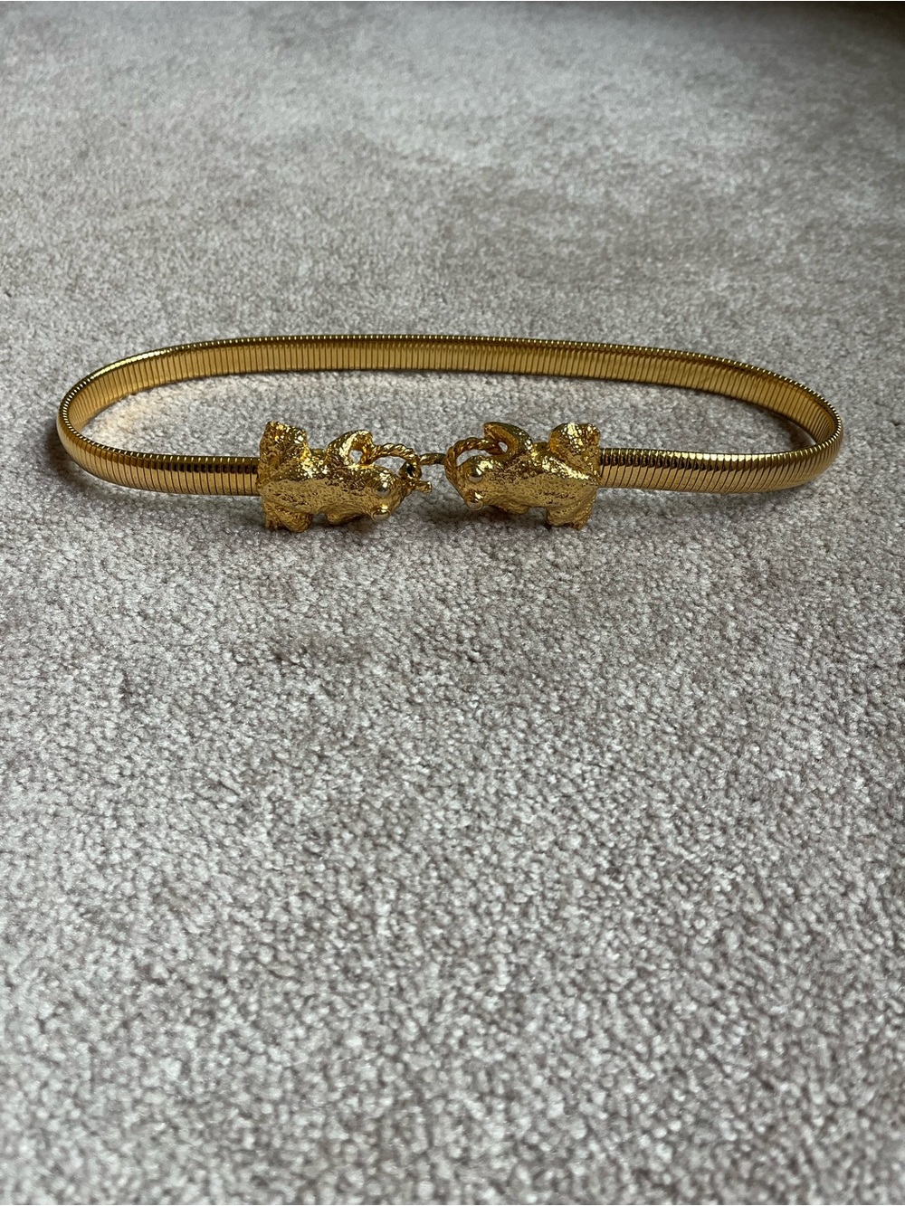 Mimi di N Vintage Gold Plated Frog Flex stretch Chain Belt 1970s Small
